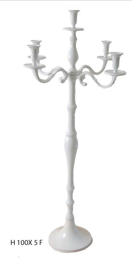 Candelabro a 5 luci col. oro h. 80 cm con coppe parafiamma